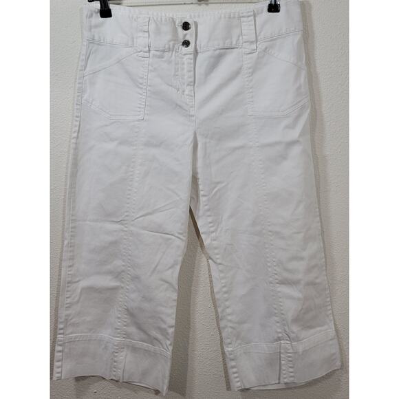 Crazy Horse White Flat Front Cropped Jeans Pants 12 Lightweight Straight Leg - Picture 1 of 6